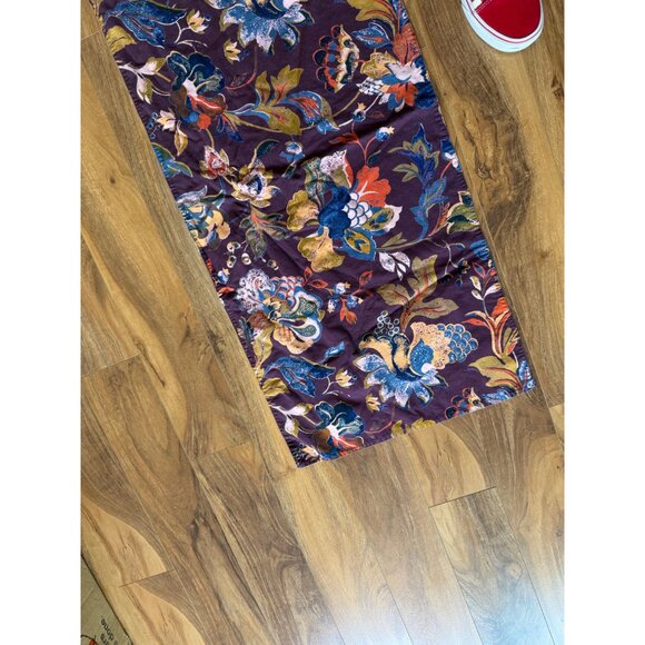 Floral Patterned Burgundy Table Runner With Reversible Design 84" X  17 3/4" - Picture 6 of 7